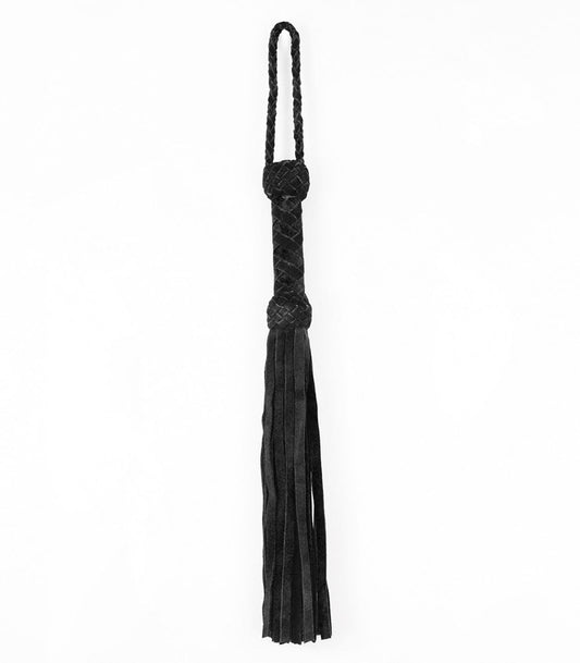 Love In Leather Long Suede Leather Flogger Premium Impact Play - Black - Whips And Crops