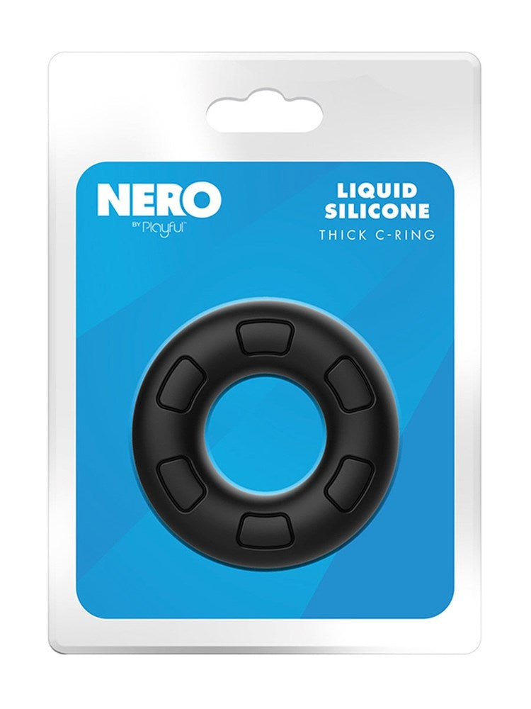 Playful Nero Liquid Silicone Thick Male C-Ring - - Stretchy Cock Rings
