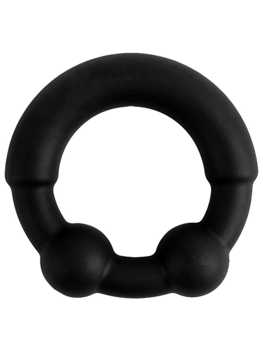 Playful Nero Liquid Silicone Coated Metal C-Ring - Black - Stretchy Cock Rings