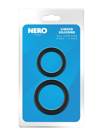 Evolved Playful Nero Liquid Silicone 2 Pack Ball Stretcher Rings Premium Set - Ball Stretchers and Crushers