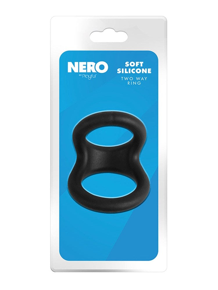 Playful Nero Soft Silicone Two Way Cock Ring - - Stretchy Cock Rings