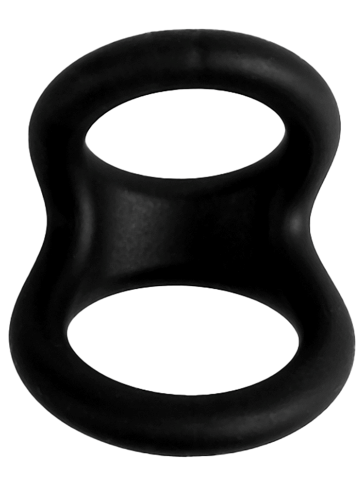 Playful Nero Soft Silicone Two Way Cock Ring - Black - Stretchy Cock Rings