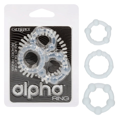 California Exotics Alpha Liquid Silicone Beaded Cock Rings - Cock Ring Sets