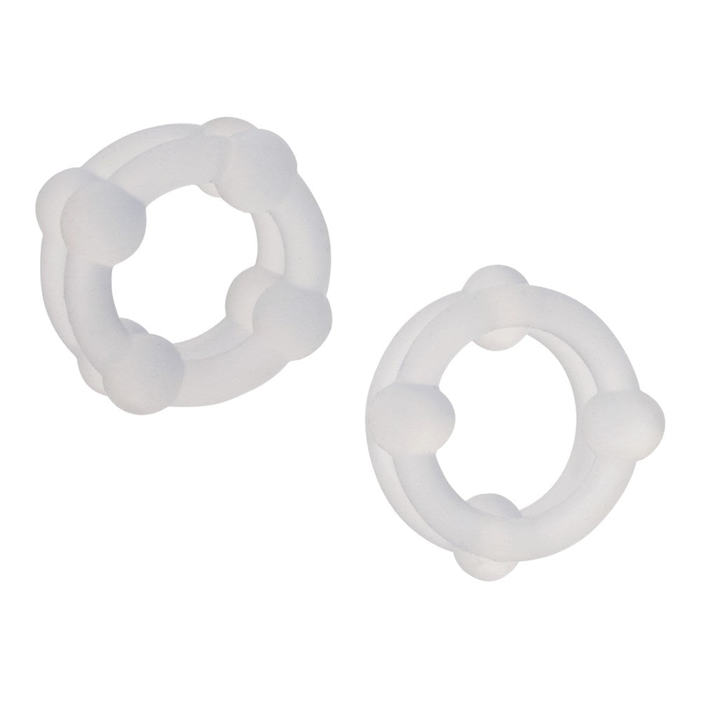 California Exotics Alpha Liquid Silicone Double Stacker Cock Ring - Clear - Cock Ring Sets