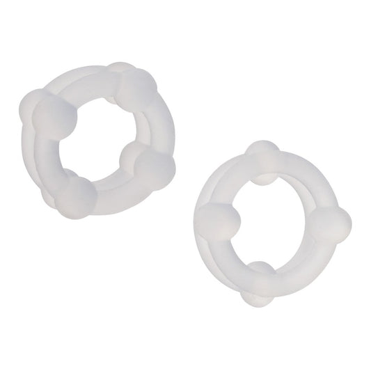 California Exotics Alpha Liquid Silicone Double Stacker Cock Ring - Clear - Cock Ring Sets