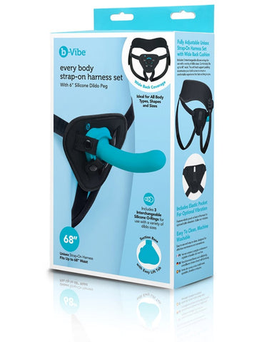 B Vibe Every Body Strap On Harness Set with 6 Inch Dildo Universal Fit - Strap On Sextoys