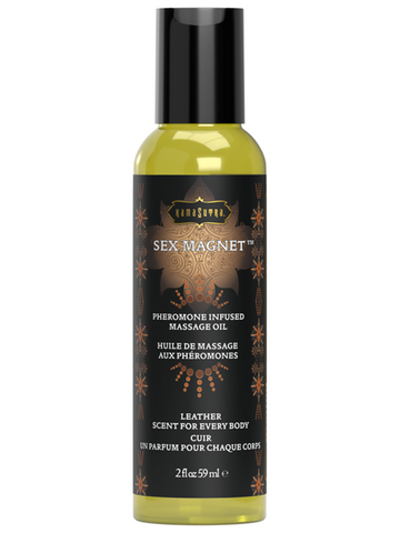 Kama Sutra LEATHER Sex Magnet Massage Oil 2 fl oz Premium Pheromone Formula - Sex Pheromones and Perfumes