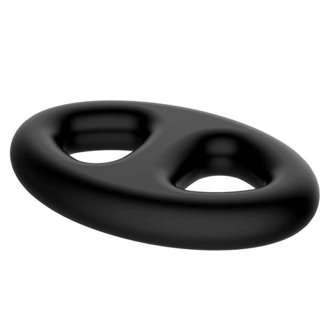 CRAZY BULL Silicone Oval Cock & Ball Ring Black - Ball and Cock Toys