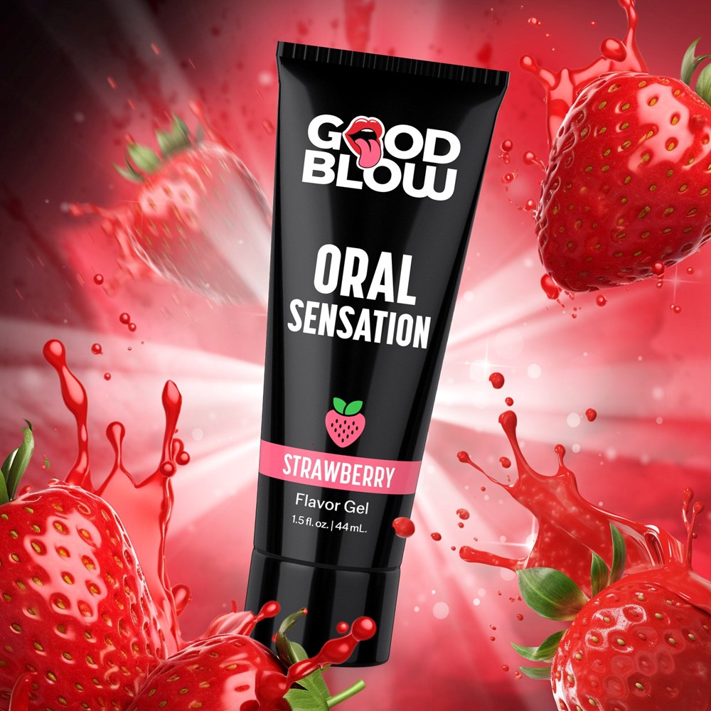 XR Brands Good Blow Flavoured Oral Sensation Gel with Warming Technology - Strawberry - Lubricants and Lotions