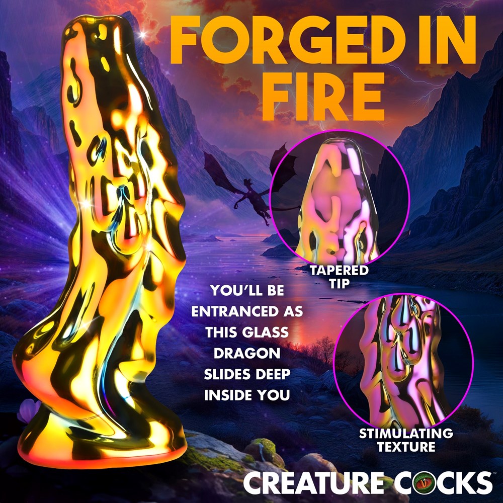 XR Brands Creature Cocks Dragon Glass Fantasy Dildo Premium Borosilicate Glass - - Realistic Dildos
