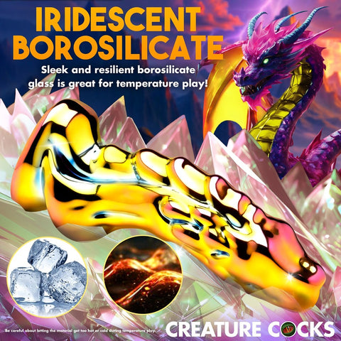 XR Brands Creature Cocks Dragon Glass Fantasy Dildo Premium Borosilicate Glass - Realistic Dildos