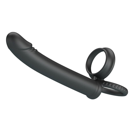 Party Up MARTIN Cock & Ball Rings with Double Penetrator Dual Enhancement - Black - Vibrating Cock Rings