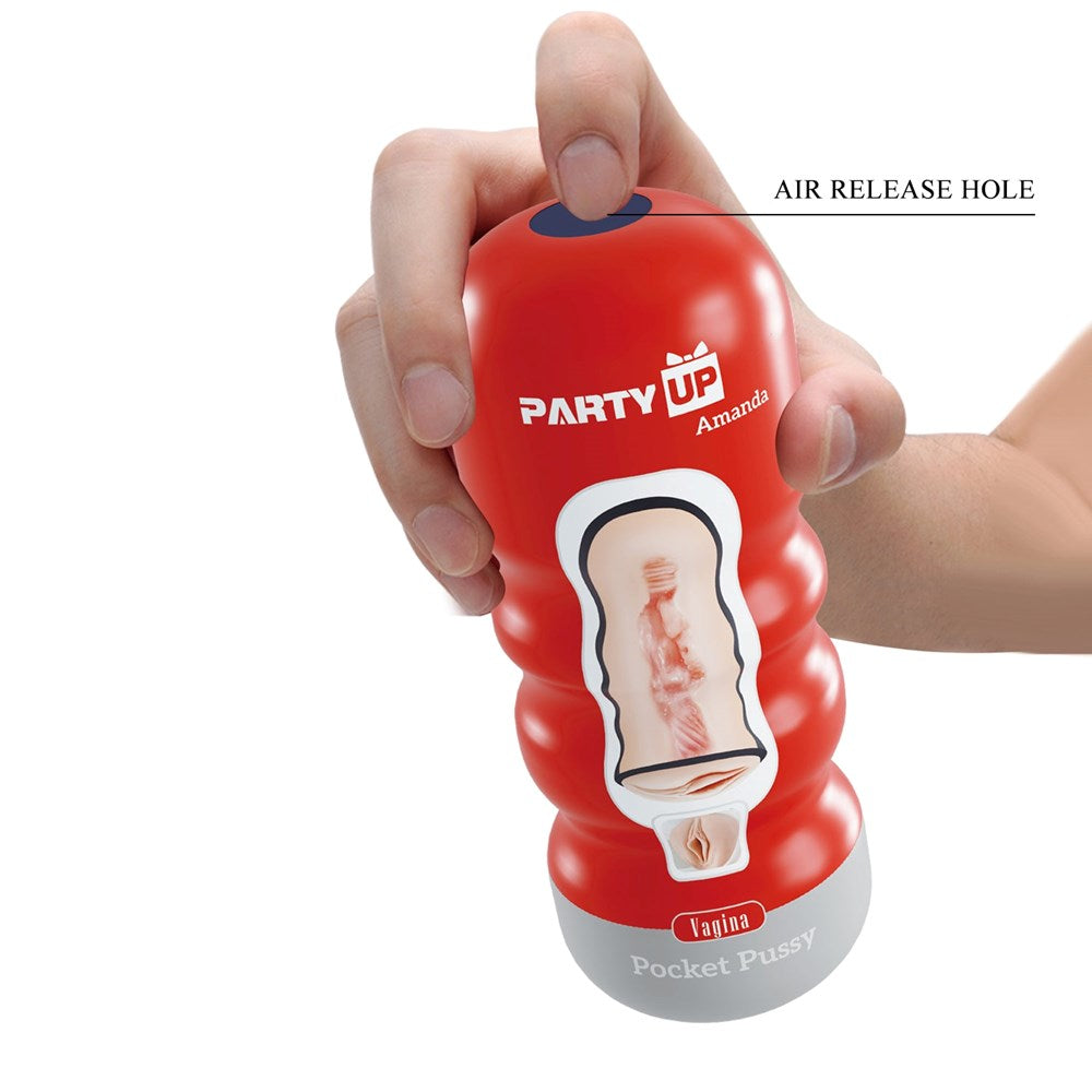 Party Up AMANDA Pocket Pussy Male Stroker with Realistic TPR Interior - - Masturbators and Strokers