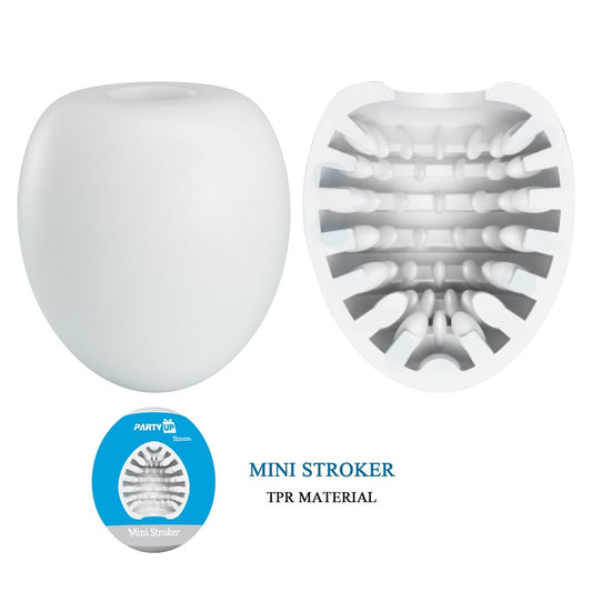 Party Up SIMON Waterproof Male Mini Stroker Compact Ribbed Masturbator - White - Masturbators and Strokers
