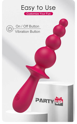 Party Up EVAJANE USB Rechargeable Beaded Vibrator Four Tier Texture - Anal Beads and Balls