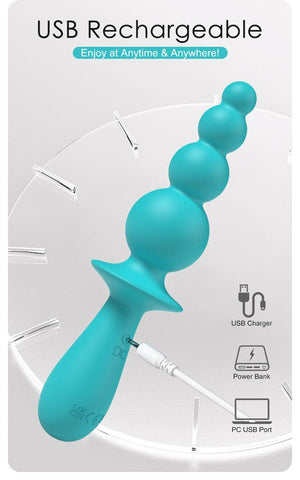 Party Up EVAJANE USB Rechargeable Beaded Vibrator Four Tier Texture - Anal Beads and Balls