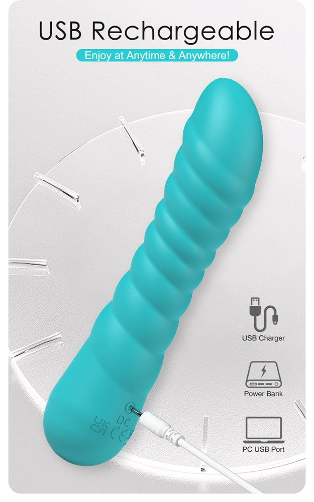 Party Up JAYLEI USB Rechargeable G Spot Vibrator Curved Design Ribbed - G-Spot Vibrators