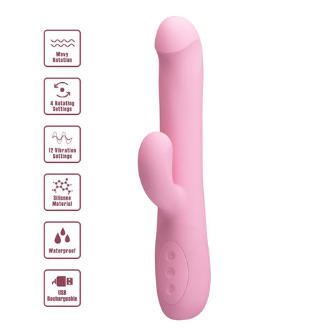 Party Up DEAN Wavy Rechargeable Rotating Rabbit Vibrator Dual Stimulation - Rabbit Vibrators