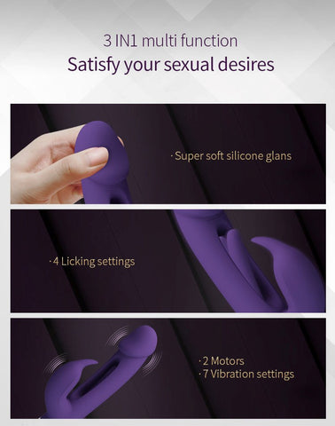 Party Up DAVID Swinging Rechargeable Rabbit Vibrator with Flicking Tongue - Rabbit Vibrators
