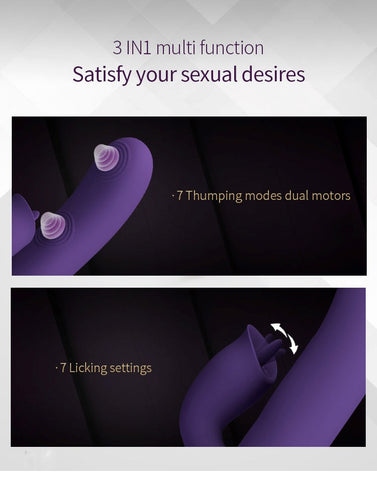 Party Up ALAN Dual Motor Vibrating Rabbit Vibrator Thumping Licking Technology - Rabbit Vibrators