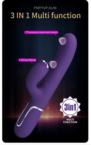 Party Up ALAN Dual Motor Vibrating Rabbit Vibrator Thumping Licking Technology - Rabbit Vibrators