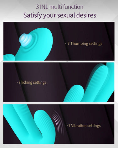 Party Up ANDY Multi Function Rabbit Vibrator Triple Action Tongue Stimulation - Rabbit Vibrators