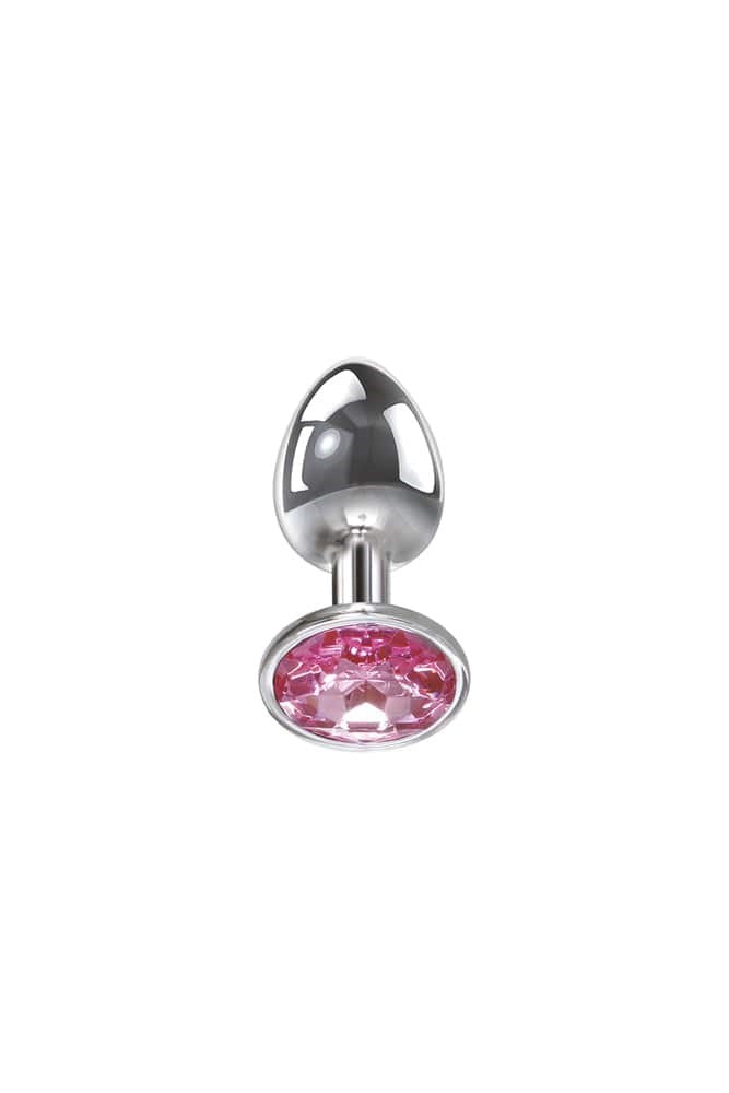 Adam & Eve Metal Butt Plug with Pink Gem Small Premium Aluminum - Pink - Butt Plugs