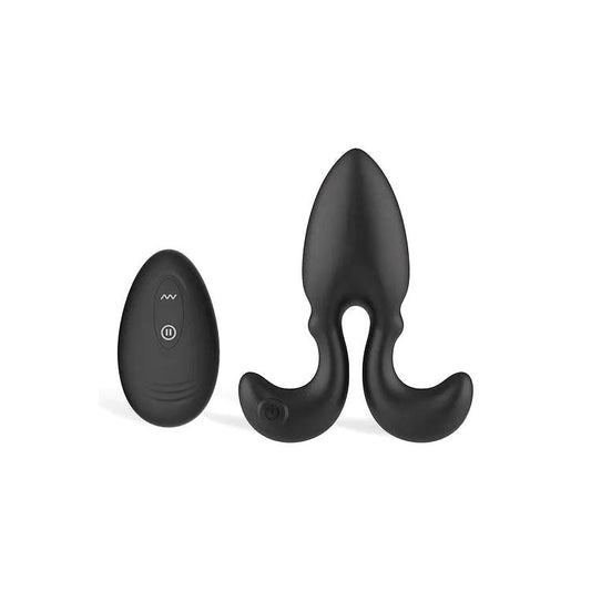 Adam & Eve Omega Rechargeable Vibrating Butt Plug with Remote Control - Black - Butt Plugs