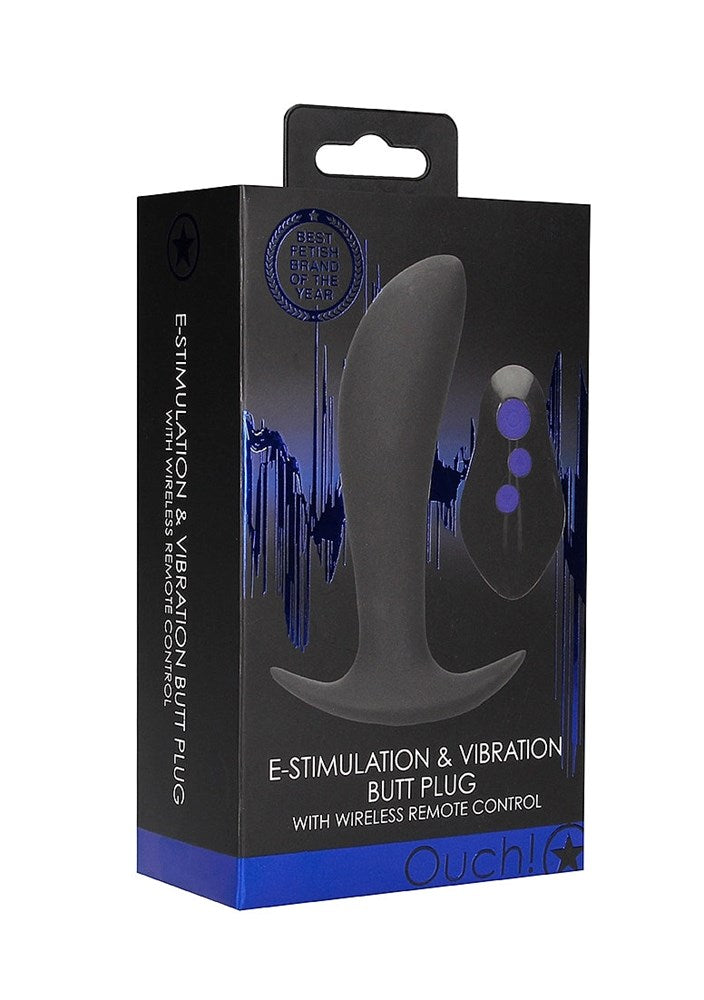 Shots Toys OUCH! e Stim & Vibrating Butt Plug with Wireless Remote Dual Power - - Butt Plugs