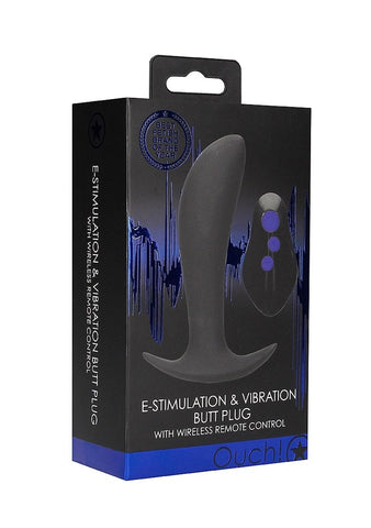 Shots Toys OUCH! e Stim & Vibrating Butt Plug with Wireless Remote Dual Power - Butt Plugs
