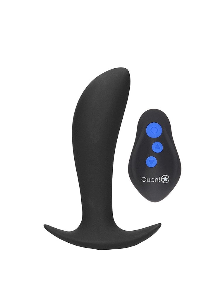Shots Toys OUCH! e Stim & Vibrating Butt Plug with Wireless Remote Dual Power - Black - Butt Plugs