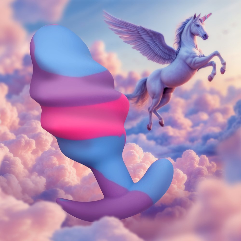 XR Brands Creature Cocks Unicorn Swirl Silicone Butt Plug Large Fantasy Design - Mixed - Butt Plugs