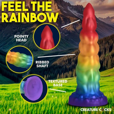 XR Brands Creature Cocks Magic Rider Unicorn Silicone Dildo with Rainbow Horn - Realistic Dildos
