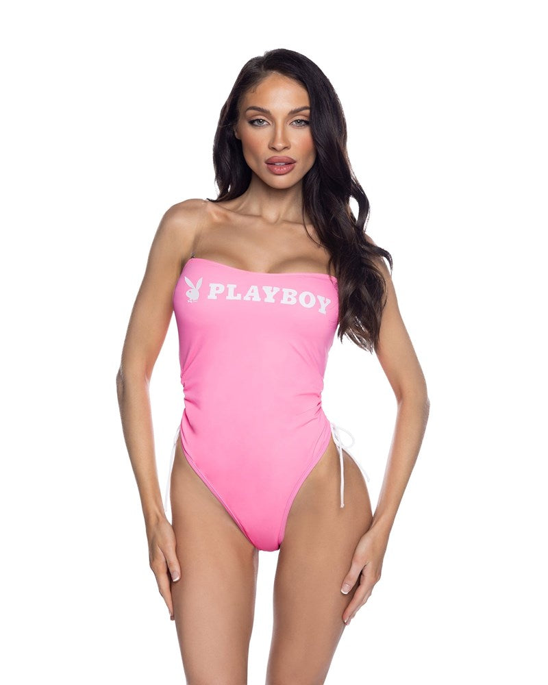 Playboy Lingerie PlayBoy Pink 1 Piece Swimsuit with Ruched Side Ties - XS - Bras and Bra Sets