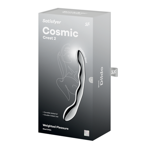 Satisfyer Cosmic Crest 2 Solid Metal Dildo Dual Ended Temperature Play - Steel Sex Toys
