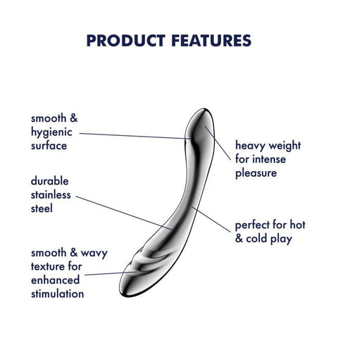 Satisfyer Pure Gravity 3 Metal Construction Dildo Triple Curve Design - Steel Sex Toys
