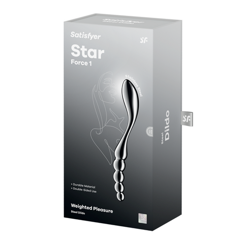 Satisfyer Star Force 1 Curved Metal Dildo Premium Temperature Play - Steel Sex Toys