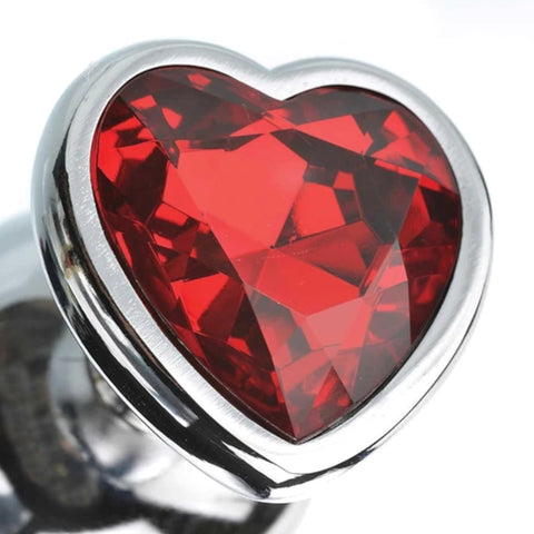 Adam & Eve Metallic Butt Plug with Red Heart Gem Base Aluminum - Butt Plugs