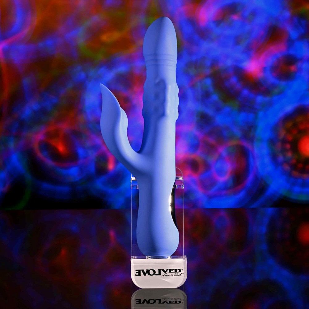Evolved POP GOES THE O Thrusting & Bulging Rabbit Vibrator - Purple - Rabbit Vibrators