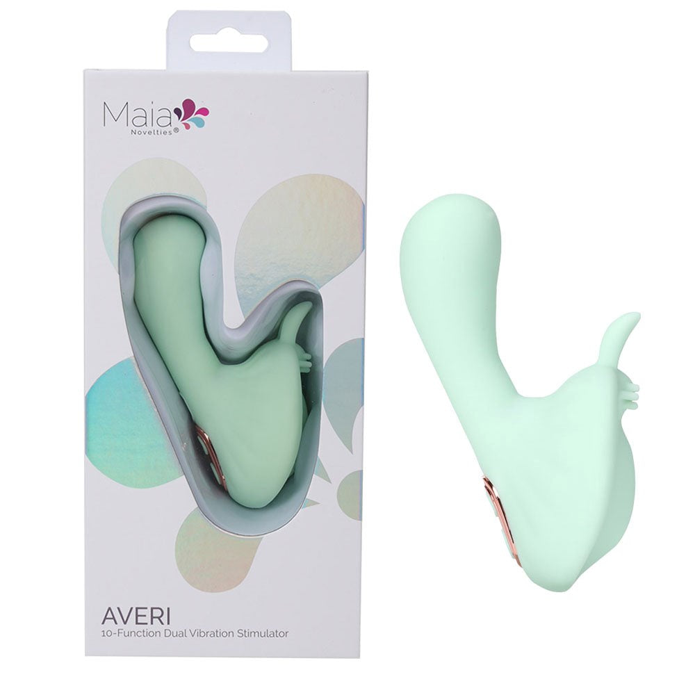 Maia Toys Maia AVERI USB Rechargeable Clitoral Vibrator Dual Motor - Green - Clit Ticklers and Pulsators