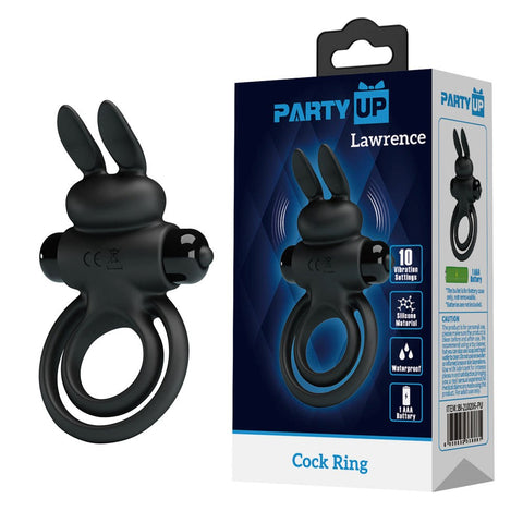 Party Up LAWRENCE Vibrating Cock & Balls Ring with 10 Vibration Patterns - Vibrating Cock Rings