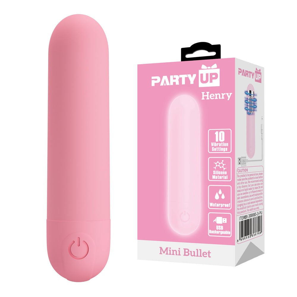 Party Up HENRY USB Rechargeable Mini Bullet Vibrator Waterproof Design - - Bullet Vibrators