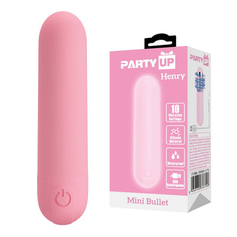 Party Up HENRY USB Rechargeable Mini Bullet Vibrator Waterproof Design - Bullet Vibrators