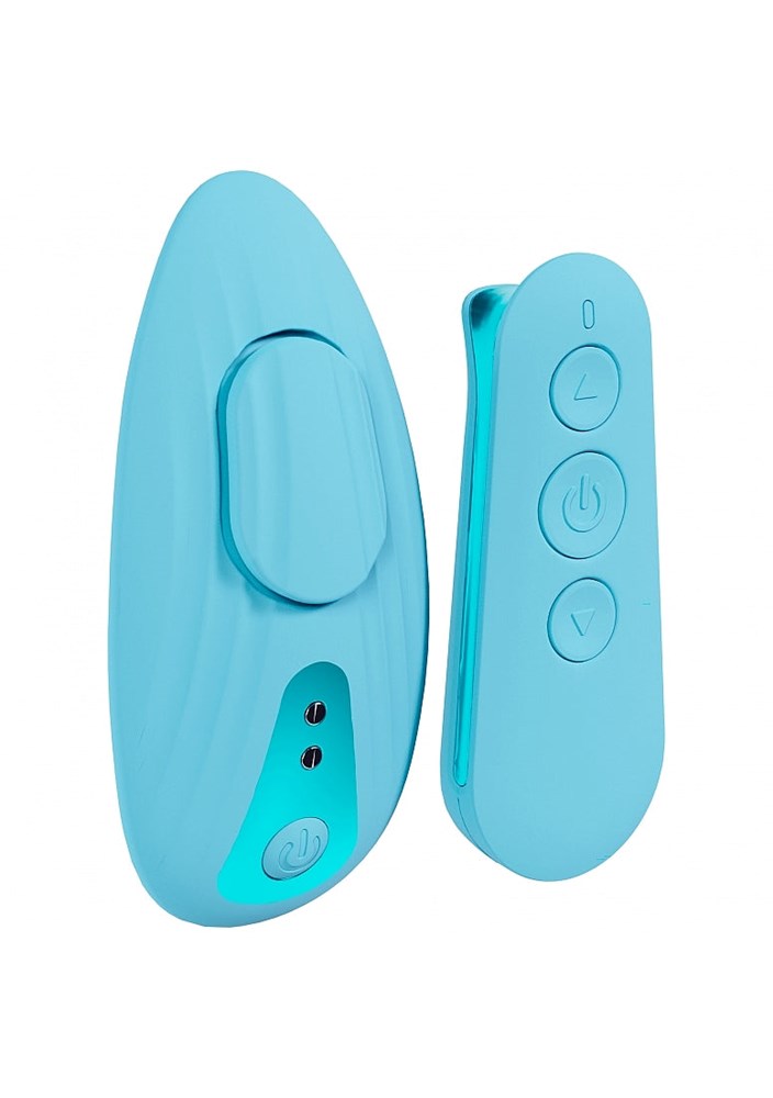 Shots Toys LOVELINE Celeste Remote Controlled Panty Vibe with Magnetic Clitoral - Blue - Remote Control Vibrators