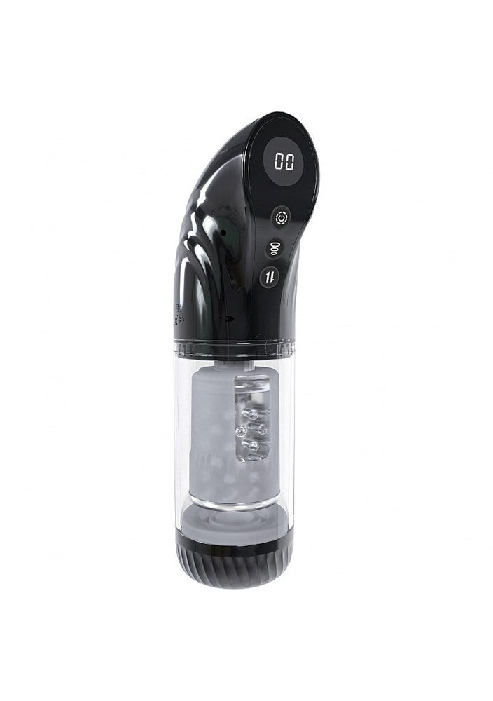 Shots Toys PUMPED Strokemate Thrusting Auto Masturbator with Dual Motors - Black - Masturbators and Strokers