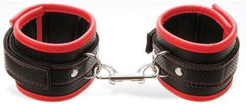 Adam & Eve Scarlet Couture Bondage Cuffs Black/Red with Breathable Vegan Leather - Cuffs And Restraints