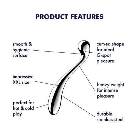 Satisfyer Star Force 4 Chrome 26 cm Steel Dildo Premium Double Ended - Steel Sex Toys
