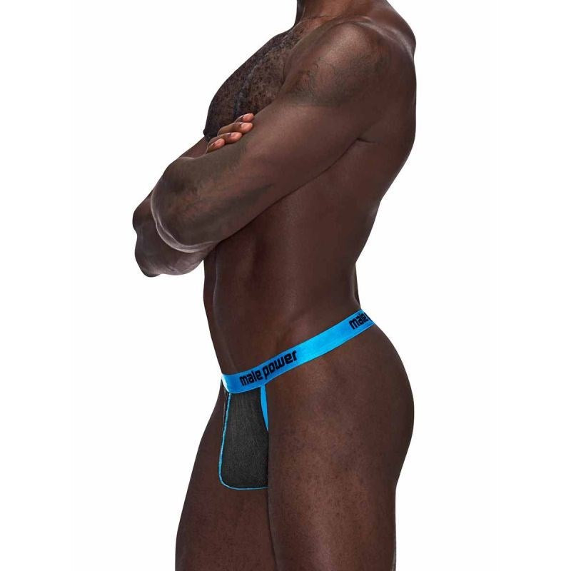 Male Power Casanova Uplift Micro Male Thong Black L/XL with Contoured Pouch - - Jocks and G-Strings
