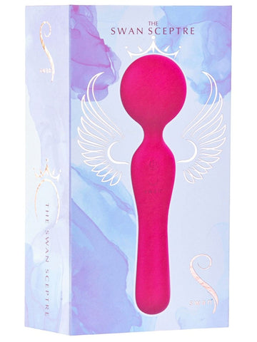 BMS Factory Swan Sceptre Dual Use Vibrating Body Wand Massager with Flexible Neck - Body Wands