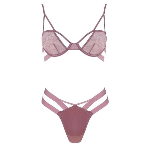 Muse Women Sexy Soft Cup Bra with Underwire Lace Satin Lingerie Set - Bras and Bra Sets
